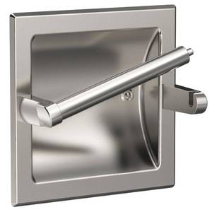 lot 1307 image: WZKALY Brushed Nickel Recessed Toilet Paper Holder, Contemporary Hotel Style Pivoting in Wall Toilet Paper Holder - Recessed Toilet Tissue Holder, Regular Roll