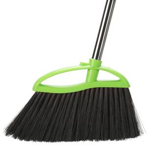 lot 1327 image: Soft Bristles Green Angle Broom with Long Handle Indoor Sweeping Broom for Home Kitchen Hardwood Floor Cleaning