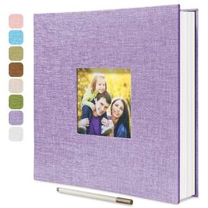 lot 1328 image: HoneyTolly Large Photo Album Self Adhesive, DIY Scrapbook Album for 4x6 8x10 10x12 Pictures, 60 Pages Light Purple Linen Cover Memory Book, Ideal Gift for Family Wedding Baby Christmas Anniversary