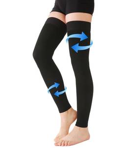 lot 2253 image: KEKING� Thigh High Compression Stockings Footless, Unisex, 20-30mmHg Leg Support Compression Sleeves with Anti-Slip Silicone Band, Treatment Swelling, Varicose Veins, Edema, DVT, Black X-Large