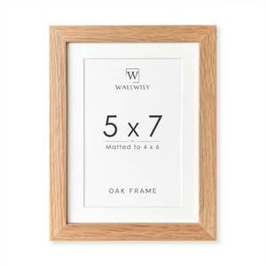 lot 2258 image: wallwisy 5x7 Picture Frame, Solid Oak Wood 5x7 Photo Frame with Mat to 4x6, 7x5 Picture Frames for Wall and Tabletop Display, Natural Oak 5 x 7 Frame, Set of 1