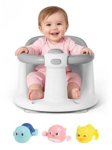lot 2260 image: Baby Bath Seat for Babies 6 Months & Up - Bathtub Seats for Babies with 3 Baby Bath Toys, Non-Slip, Comfortable, Infant Bath Essentials-Grey