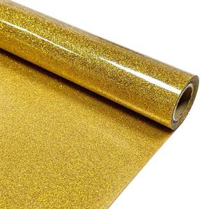 lot 2273 image: MerryMade Sky Gold Glitter Heat Transfer Vinyl 12 x 5 ft HTV for Shirts, Glitter HTV for All Cutter Machine - Easy to Cut & Weed for Heat Vinyl Design (Gold)