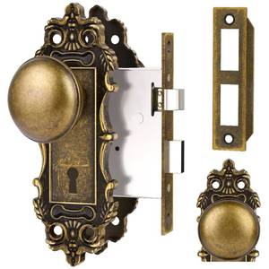 lot 2298 image: CEYMIO Mortise Lock Door Knobs Interior Bronze Door Knob Antique Door Handle Skeleton Key Privacy Vintage Door Locks for Bedrooms Bathroom