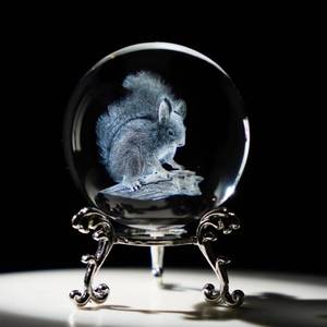 lot 4088 image: HDCRYSTALGIFTS 3D Squirrel Crystal Ball 60mm Crystal Squirrel Figurine Collectibles Gifts for Women Mom Glass Animal Paperweight Glass Decorative Ball with Stand Sphere Home Table Decor