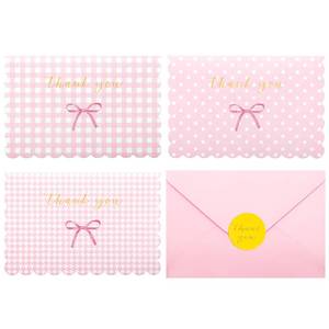 lot 4105 image: Crisky Thank You Cards with Envelopes,50 Pack Pink Thank You Cards Bulk Bow Style for Baby Shower, Birthday, Wedding Decoration Party Favors
