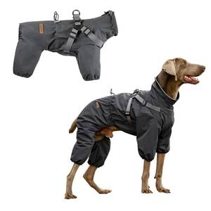 lot 4108 image: PAWBOSE Dog Raincoat with Harness for Medium and Large Dogs, Adjustable Waterproof Dog Rain Jacket,Reflective Rainproof Puppy 4 Legs Raincoat-Grey,5XL