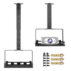 lot 4111 image: Salange 3-in-1 Projector Mount, Adjustable Height CeilingWall Mount with Tray, Heavy-Duty Stand w Cable Management, Holds Up to 22 lbs, Ideal for Home Theater and Office (Black)