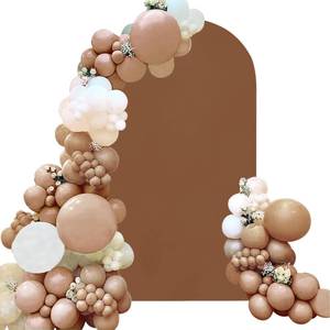 lot 4117 image: Spandex Fitted Wedding Arch Cover 6FT Brown Arch Backdrop Cover, Round Top Chiara Backdrop Stand Covers for Wedding Birthday Party Baby Shower Banquet Arch Decoration (Brown, 6FT)