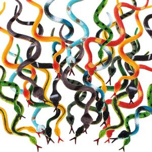 lot 4130 image: Blulu 24 Pieces Small Plastic Snakes Realistic Rubber Fake Snake 4 Inch Assorted Colorful Toys for Garden Prank Prop Scare Birds Halloween Party Favors