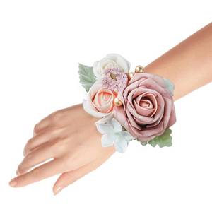 lot 4136 image: YSOJMAN Set of 2 Wrist Corsage Wristlet for Wedding Bridesmaid Mother Grandmother for Bridal Shower Wedding Artificial Roses Flower Prom Dusty Blush Pink