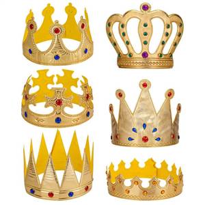 lot 4146 image: Xthrotsenk 6 Pcs Birthday King Crowns Foam Crowns Prince Princess Gold Crown King Queen Crown Hat Cap with Gems for Birthday Party Supplies Halloween Crown
