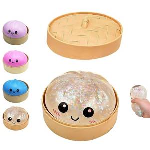 lot 4163 image: Dumpling Squishies Toy, Giant Glitter Dumpling, Colorful Dumplings Stress Balls Fidget Sensory Toy,Soft Squeeze Decompression Dough with Food Steamer, Stretchy Desk Toys (White)