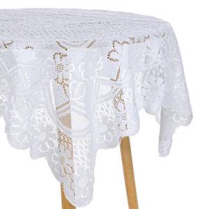 lot 4164 image: 35x35 Inch Square Lace Tablecloth, White Embroidered Vintage Floral Coffee Table Cloth Fabric Cover Small Cute Crochet Tablecloth for Round Coffee Side Tables, Decor for Wedding Kitchen Dining Holiday