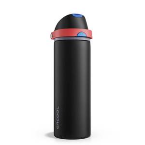 lot 4167 image: Insulated Water Bottle with Straw - Encool Stainless Steel Water Bottle with Push Button Lid, Leak-Proof & BPA-Free, Keeps Cold for 24 Hours for Sports, Travel, Gym (24 oz, Oil Black)