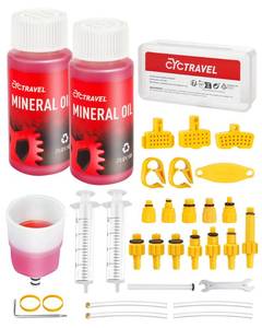 lot 4173 image: cyctravel Brake Bleed Kit for Shimano, TEKTRO, TRP Hydraulic Disc Brakes, Mountain Brake Bleed Kit Including High Performance Mineral Oil Brake Fluid. (2  60ml)