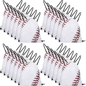 lot 4174 image: Frienda Baseball Drawstring Backpack Bag Baseball Drawstring Party Favor Bags for Gym Sports Teams(24 Pieces)