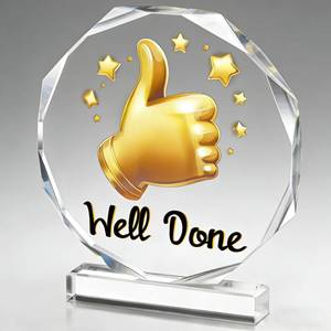 lot 4211 image: DOUOAUO Well Done Trophy - Acrylic Championship Trophy Award, 4.72x5.27 Inch - Perfect for Sports Tournaments, Academic Competitions, School Awards, Party Prizes for Adults
