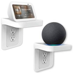 lot 4221 image: Gaidas Outlet Shelf with Cord Storage, No-Drill Wall Outlet Shelf for Smart Displays & Devices, Outlet Shelf Mount for Bathroom Kitchen Bedroom, Fits Duplex Outlets (White, 2Pack)