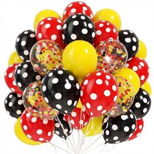 lot 4224 image: HKYOOD Mouse Color Balloons - 80Pcs 12 5 inch Mouse Color Polka Dot Latex Party Balloons with Confetti for Baby Shower Birthday Themed Kids Cartoon Party Decorations Supplies