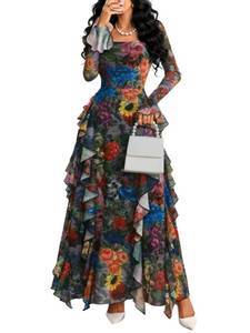 lot 4227 image: GothDark Wedding Guest Dresses for Women Long Sleeve Cruise Dresses for Women 2026 Boho Maxi Dress Multicolor Small Fits US Size 4