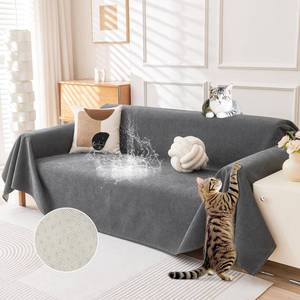 lot 5277 image: Deep Dream Waterproof Couch Covers for 3 Cushion Couch, Cat-Scratch Resistant Sofa Cover, Pet Friendly Anti Slip Sofa Slipcovers Furniture Protector Washable Sofa Covers, 91 x 118,Dark Grey