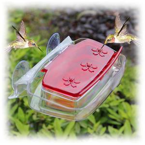 lot 5278 image: Juegoal Window Hummingbird Feeder, Bird Feeding Tray with 3 Feeding Stations, Outdoor Hummingbird Perch, 8-Ounce