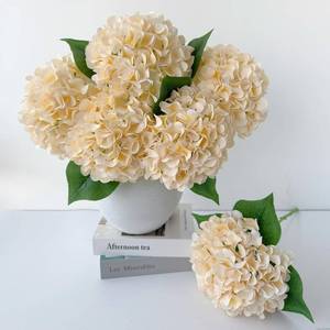 lot 5281 image: ZYTUYO 5 Pcs Champagne Yellow Silk Hydrangeas Artificial Flower Boho Dried Touch Hydrangeas 20 Faux for Fall Home Decor Kitchen Living Room Porch Wreath Xmas Wedding Flower Arrangement