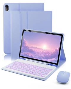 lot 5283 image: TUNKARMOR for iPad A16 11th  10th Generation Case with Backlit Keyboard - 7 Color Change for iPad 10th Gen 2022 & 11th Gen 2025 A16 10.911 inch Cover - Built-in Pencil Holder with Mouse - Purple