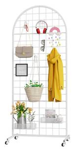 lot 5286 image: VGMiu Grid Wall Panel 1PCS Display Stand 2 x 5.2 FT White Grid Wall Panels Movable Retail Display Racks Floorstanding Gridwall Heavy Duty with Wheel for Art Craft Photo Displays Fair Trade Show