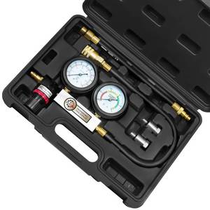lot 5287 image: JIFETOR Cylinder Leak Down Tester Kit, Professional Dual Pressure Gauges Engine Compression Leakdown Detector Leakage Test Set for Gasoline Engine with 10 12 14mm Spark Plugs on Car Truck Motorcycle