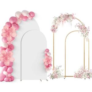 lot 5289 image: SuuWoee Arch Backdrop Stand Set of 2 With Cover (6FT5FT),Gold Metal Wedding Arch Balloon Stand With Cover for Birthday Party Baby Shower Graduation Ceremony Decoration