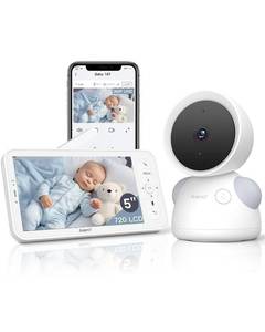 lot 5294 image: ARENTI Baby Monitor, 2K3MP WiFi 6 Camera and Audio, 5-inch Wireless Screen, Smartphone App, Super Night Vision, Crying Detection, Auto Tracking, Temp&Humidity Sensor, Cloud&SD Card Storage (D3 Kit)