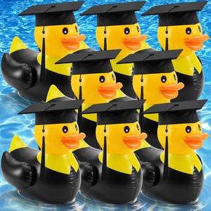 lot 5299 image: Hungdao 8 Pack Inflatable Ducks 16 Inch Large Inflatable Pool Float Rubber Duck Blow Up Decor for Summer Beach Swimming Party Decoration (Graduation)