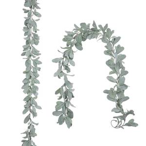 lot 5309 image: SHACOS 2 Pack 12 Ft Artificial Flocked Lambs Ear Garland Green Leaves Vines Faux Lambs Ear for Mantle Wedding Home Party Decor DIY Floral