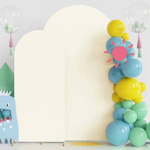 lot 5313 image: Fomcet Set of 2 Wedding Arch Cover 6FT, 7.2FT Ivory 2-Sided Round Top Spandex Arch Backdrop Cover Fitted Fabric for Birthday Party Baby Shower Wedding Arch Stand Decoration