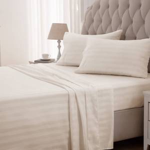 lot 5317 image: SLEEP ZONE Striped Cooling Sheets Set King Size - Fitted Flat Sheet & Pillowcase Sets 4 Piece - Super Soft Stripe Bed Sheet, Easy Care, Deep Pocket (Beige, King)