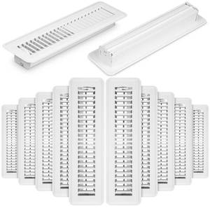 lot 5326 image: Yaocom 12 Pcs 2 x 12 White Heavy Duty Steel Floor Register Bulk, Walkable Design with Damper, Floor Register Vent Grille Covers with Easy Adjust Air Supply Lever