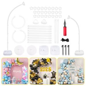lot 5328 image: OurWarm 8.2FT & 6FT Balloon Arch Stand, Free Bending Top Balloon Arch Kit, Half Arch Balloon Stand with Base for Floor, Balloon Column Kit for Wedding Birthday Party Baby Shower Halloween Decorations