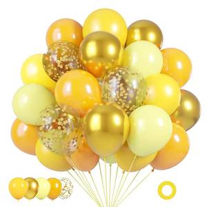 lot 6091 image: Yellow Balloons Kit, 50Pcs 12in Matte Lemon Yellow Latex Balloons Metallic Gold Balloon for Birthday Wedding Baby Shower Bride Sunflower Theme Party Decoration