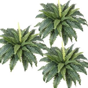 lot 9213 image: Dremisland Artificial Ferns for Outdoors,Set of 3 Bouquets 30 Diam Large Fake Hanging Ferns Artificial Boston Fern Fake Fern Plant Artificial Bush for Home Garden Porch Farmhouse Decoraction(3PCS)