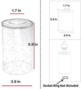 lot 9214 image: 6-Pack Seeded Glass Lamp Shade Replacements, 5.9in Height, 3.9in Diameter, 1.7in Fitter, Cylinder Bubble Glass Shade Covers, Seeded Glass Globe for Light Fixtures Chandelier Wall Sconce
