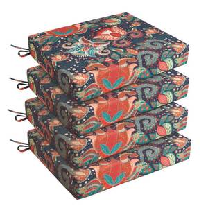 lot 9218 image: UNIKOME Outdoor Chair Cushions Pack of 2, Water Resistant Patio Cushions with Ties, High Density Sponge Filling Square Corner Seat Cushions for Outdoor Furniture, 18.5163, Boho