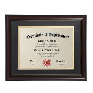lot 9225 image: ELSKER&HOME 8.5x11 Diploma Frames with Mat, Classic Cherry Wood, 8.5x11 or 11x14 Inch - Double Matte Black with Gold Rim