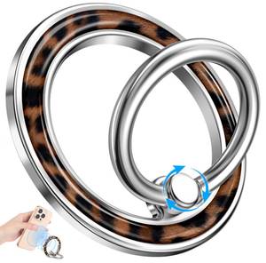 lot 10316 image: LISEVO Magnetic Phone Ring Holder with MagSafe - Magnetic Phone Grip MagSafe Ring Holder Magnet Removable Cell Phone Stand Cute Stylish Accessories for iPhone 17 16 15 14 13 12 Series, Leopard