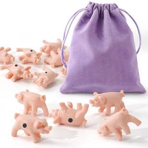 lot 10327 image: NCPLYGOU 12Pcs Mini Pig Dice Set with Markings, Portable Toss the Pig Game with Storage Bag �� No Scoring Card, Just Pigs, Travel Tabletop Family Games, Funny Camping Gifts for Adults