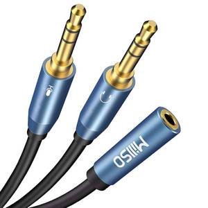 lot 10328 image: MillSO Headset Splitter, CTIA 3.5mm 2 Male to 1 Female Headphone Adapter with Separate Microphone and Headphone Jack for Gaming Headset to PC - 30CM12inch