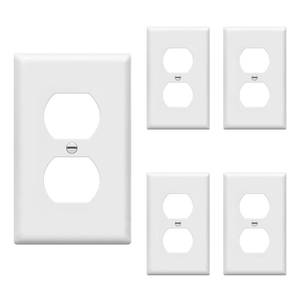 lot 10352 image: ENERLITES Duplex Wall Plates Kit, Electrical Outlet Covers, Standard Size 1-Gang 4.50 x 2.76, Unbreakable Polycarbonate Thermoplastic, Electric Receptacle Plug Covers, 8821-W-5PCS, White (5 Pack)