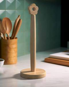 lot 10356 image: KitchLife Cute Wooden Paper Towel Holder for Countertop with Weighted Base �� Solid Freestanding Paper Towel Stand Dispenser with Anti-Slip Base, Flower Top