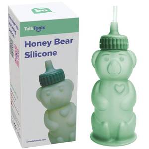 lot 10373 image: TalkTools Honey Bear Silicone Straw Cup, Dishwasher Safe Baby Drinking Bottle, Premium Food-Grade Material, Honeybear Sippy Cup for Ages 4 Months, Kids and Toddlers (Single 8oz) (Sage)